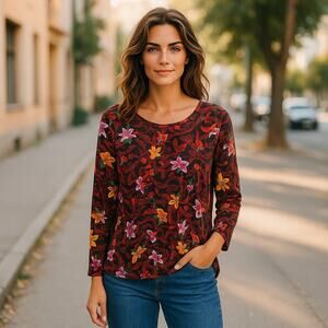 LuLaRoe Womens Top 3X 26 28 24 26 Lynnae Long Sleeve Hi Lo Tunic Floral XXXL NEW